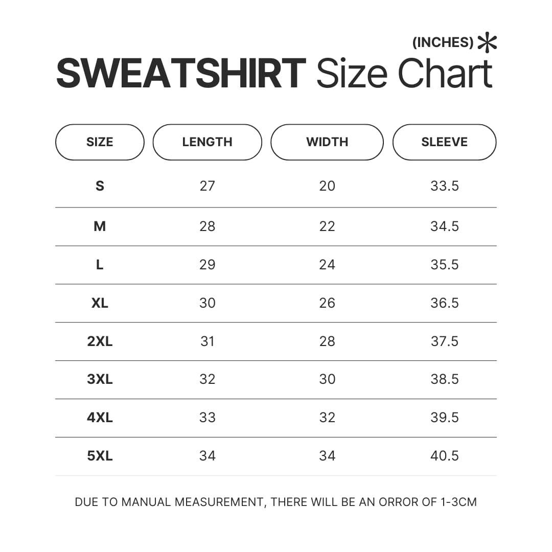 Sweatshirt Size Chart - Seinfeld Merch