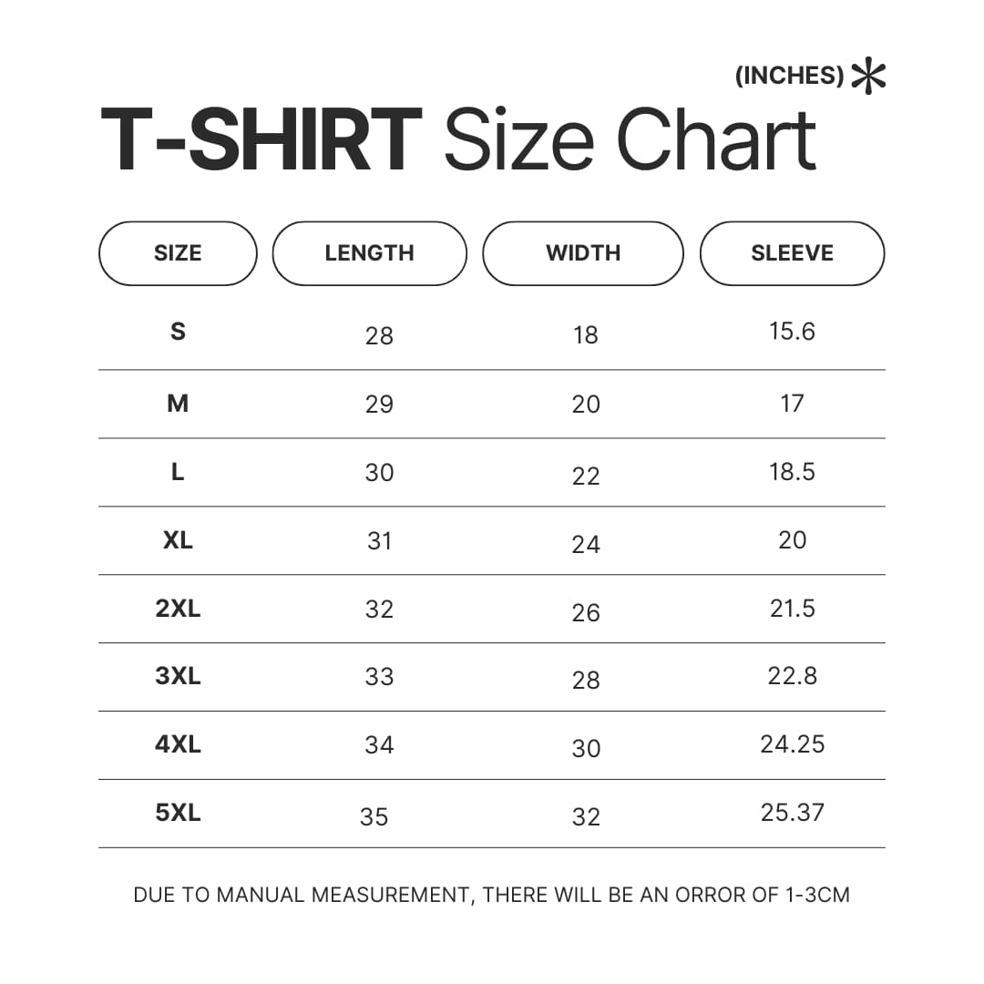 T shirt Size Chart - Seinfeld Merch