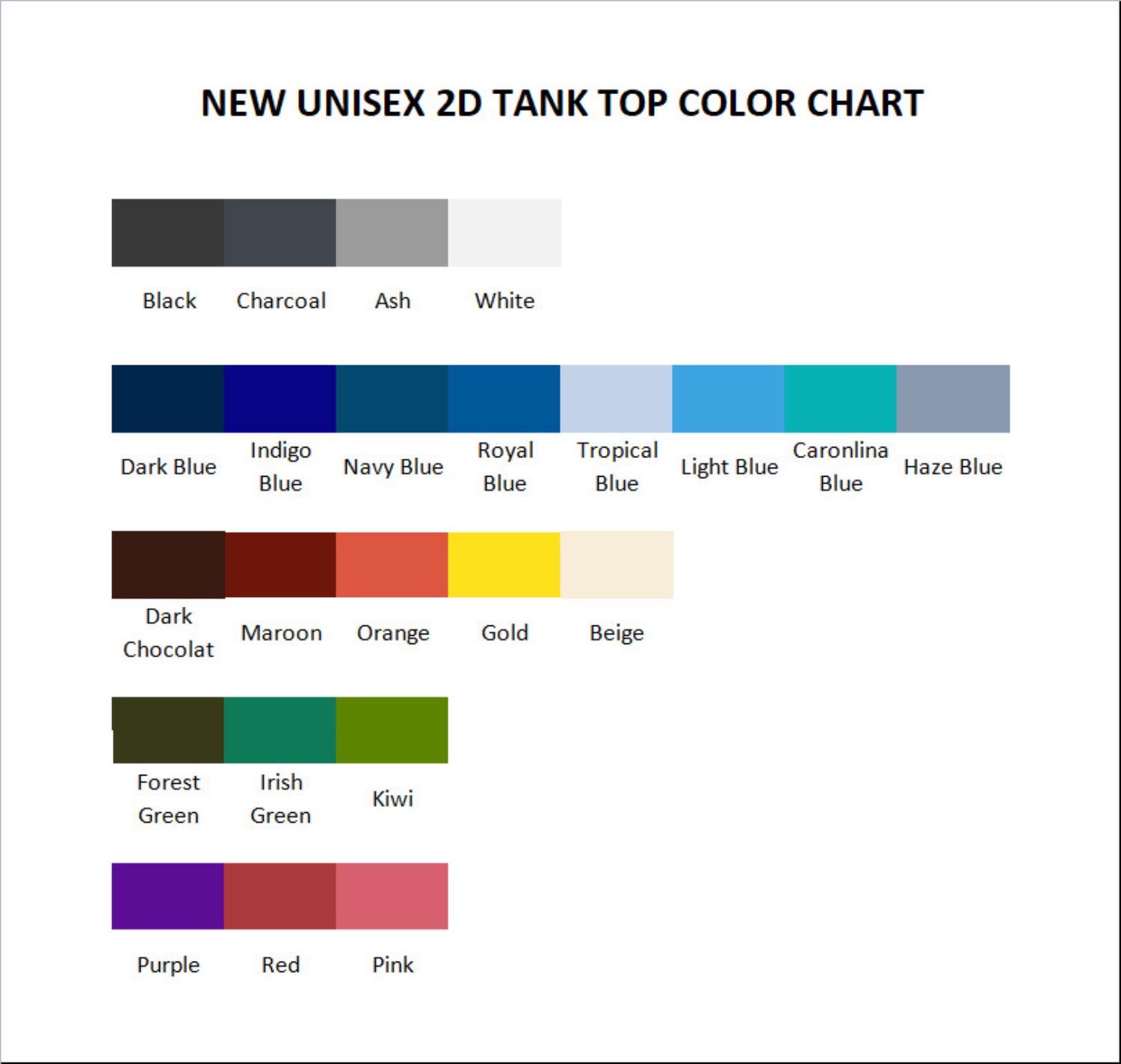 tank top color chart - Seinfeld Merch